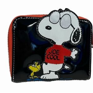 Black and Red Snoopy Wallet with Zipper Closure